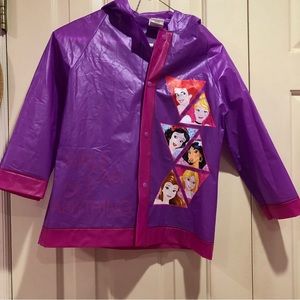 Disney Princess Purple Pink snap button hooded raincoat size 2-4T